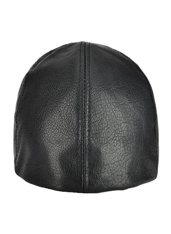 VOBOOM Leather Ivy Newsboy Caps 6 Panel Cabbie Beret Hat (7 1/4, Black) - Image 4